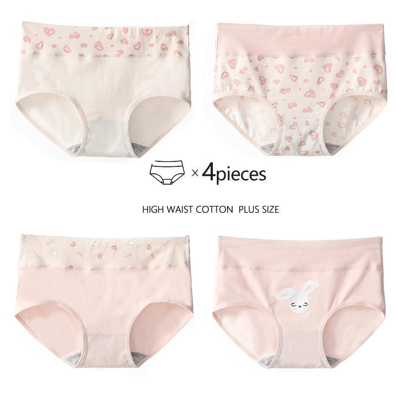 Плюс размер M-5XL Трусики с высокой талией Женское дышащее хлопковое нижнее белье Трусы с принтом Женское нижнее белье