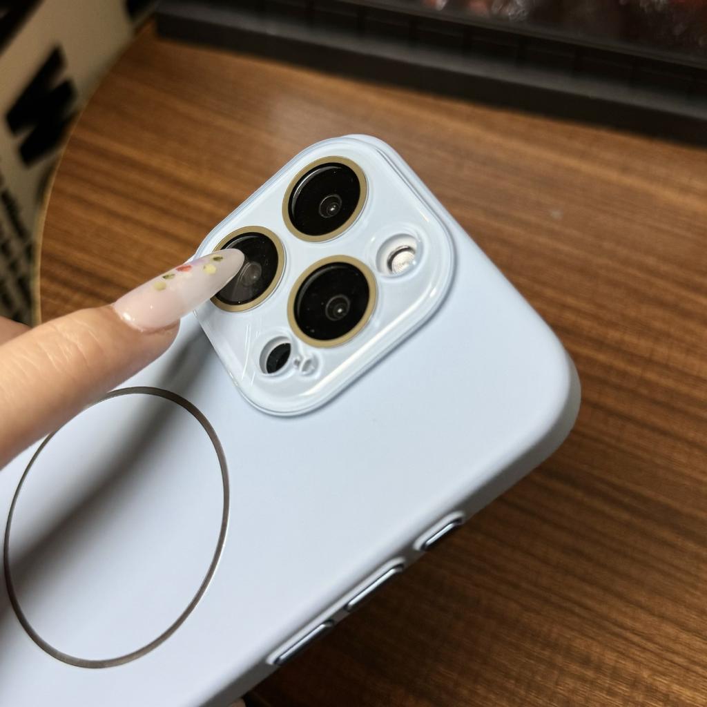 Applicable To Apple 16promax Skin-feeling Thin Circle Magnetic Suction Phone Case Crystal Lens IPhone 15 Protective Case Full Package