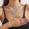 Zircon Necklace Earring Set Elegant Rhinestone Necklace Bridal Jewelry Set  Dress Accessories