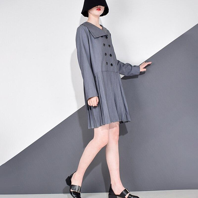 Xitao Драпированное повседневное платье женское асимметричное с длинным рукавом GCC4037