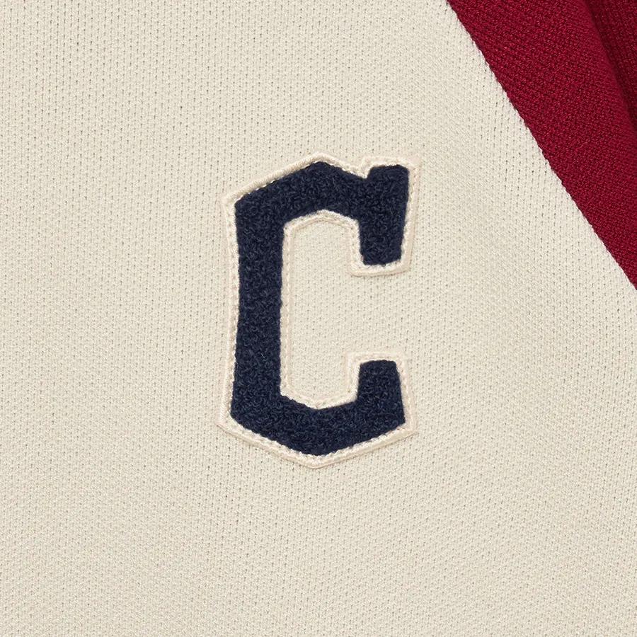 Спортивный кардиган MLB Cleveland Guardians Color Block с принтом букв, воротником-молнией, повседневный, с длинным рукавом, вязаный свитер, женский свитер 3FKCV0134-45WIS