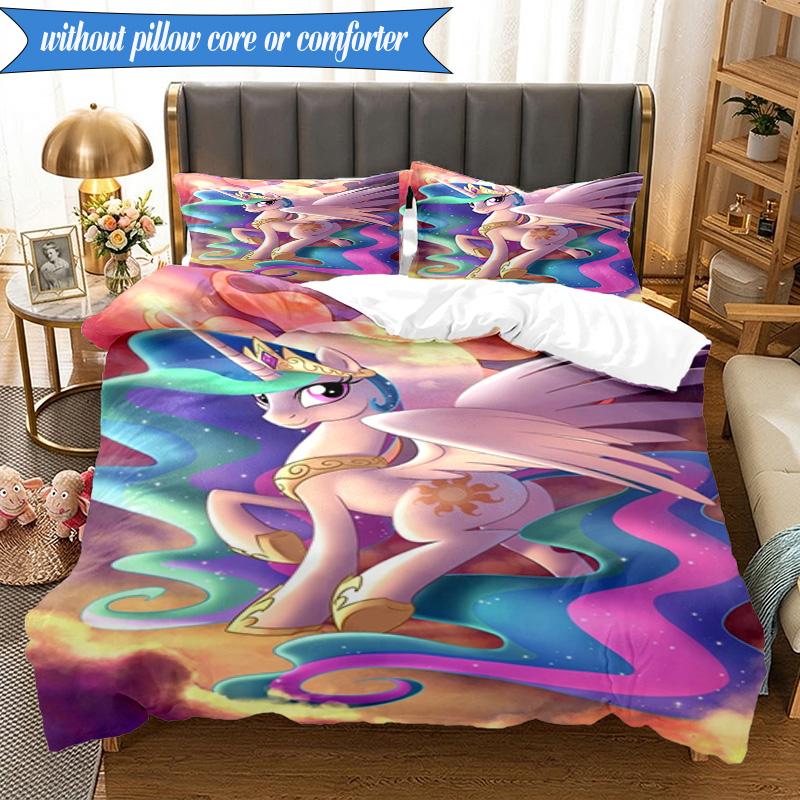 Colorful Unicorn 3pcs K-pop music group Bedding set,Ideal for Bedroom, Dormitory,Including Duvet Cover And 2pcs Pillowcases,Fan gifts