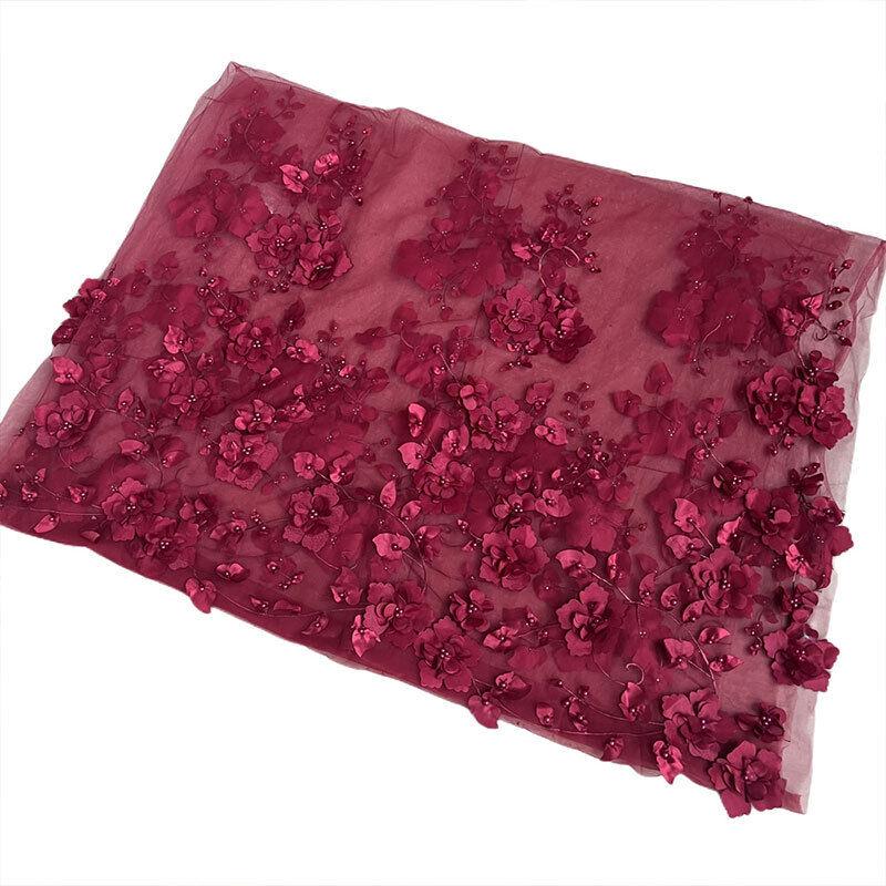 3DЦветочная Сетчатая Кружевная Ткань для Одежды Женское Свадебное Платье Вышитая Ткань DIY Шитье Платье-Халат Тюль Французская Гипюровая Африканская Кружевная