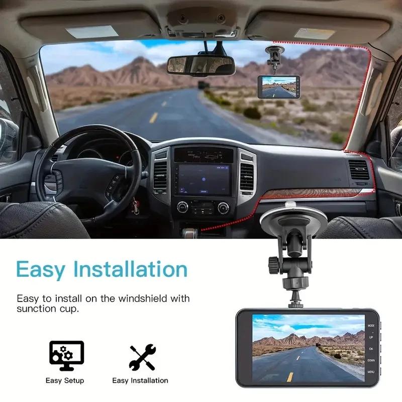 4-Inch HD Dual-Lens Touchscreen WiFi Car Dashcam