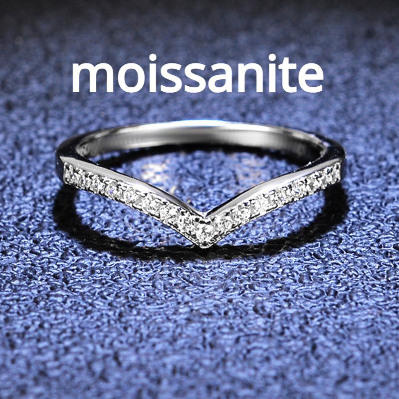 V-образная однорядная бриллиантовая корона, женский комплект колец, кольцо с одним хвостом, сложенное из серебра 925 пробы с муассанитом, обручальное кольцо, предложение, кольцо с бриллиантом