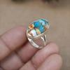 Oyster Copper Turquoise Oval Gemstone Ring, Solid 925 Sterling Silver Ring, Bezel Ring, Handmade Jewelry, Ring For Women