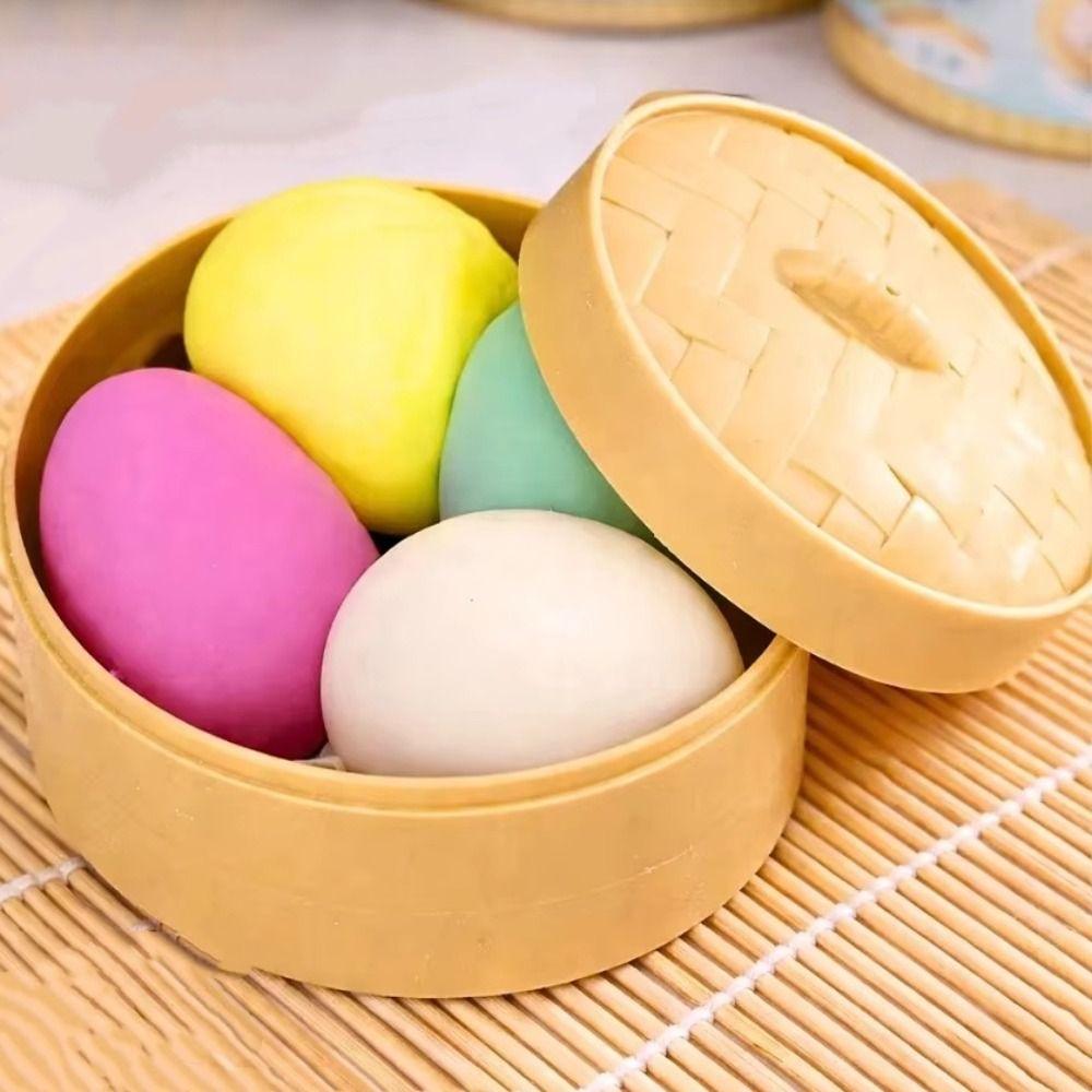 With Steamer Mini Dumplings Squishy Food Shape Fidget Sensory Toy Squishy Crystal Bun Kids Toy