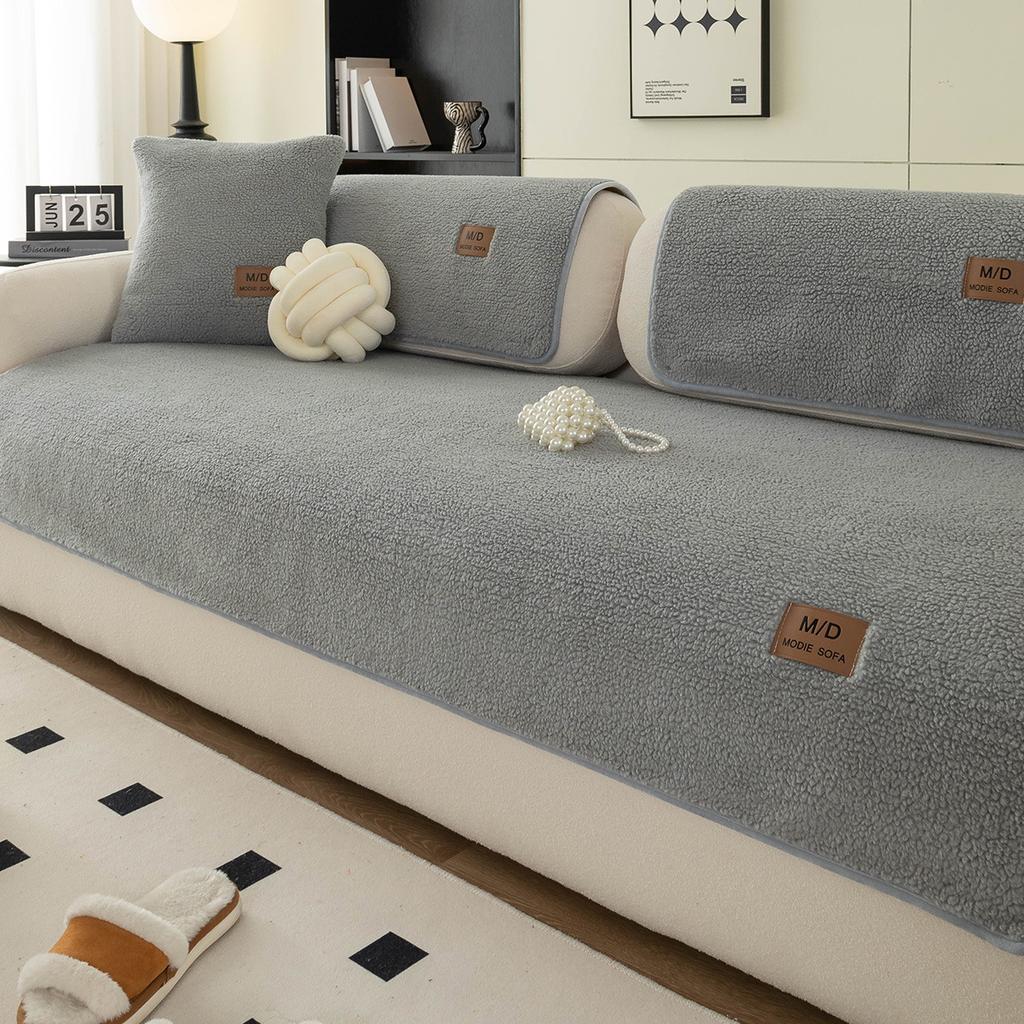 Плюшевая подушка для дивана из овечьей шерсти Осень и зима Новая утолщенная всесезонная универсальная подушка для сиденья Нескользящий чехол Покрывало Тканевое полотенце