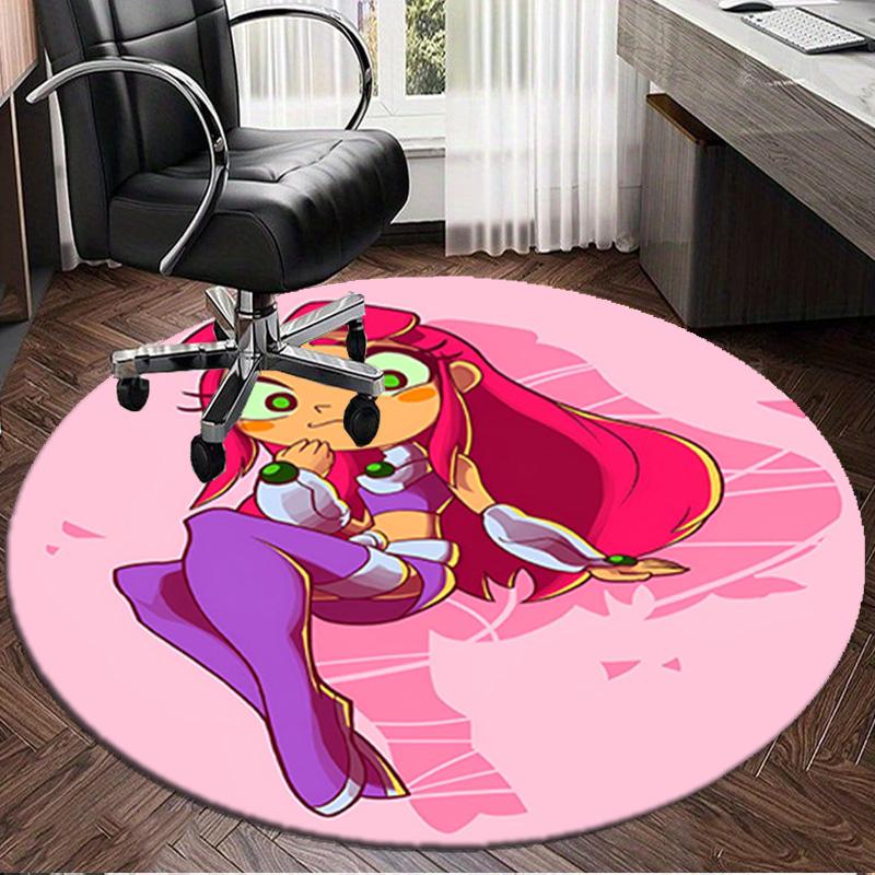 1PC Teen-Titans Adventure Round Rug, Non-slip Chair Mat, Home Decor, Circle Carpet Perfect for Office, Bedroom, Living Room,Christmas gift
