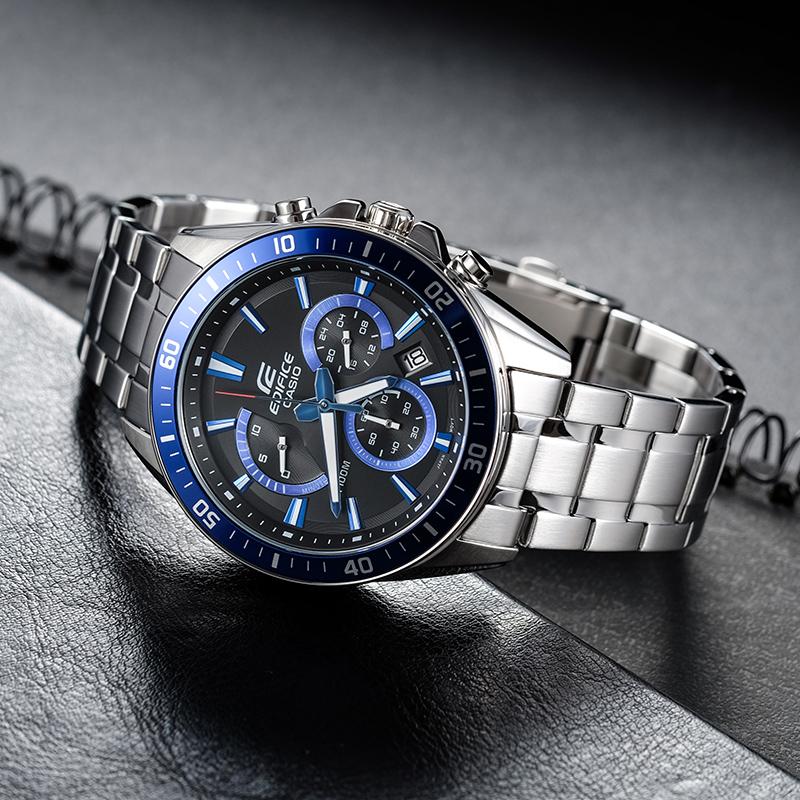 Casio Edifice Waterproof Minimalist Watch Business Recommendation Quartz Movement Stainless Steel Strap Men watches Black EFR-552D-1A2VUPR