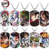 Kimetsu No Yaiba Танджиро Незуко Нержавеющая сталь Цветная Печатная жетон-ожерелье Аниме Косплей Аксессуар Подарок Для