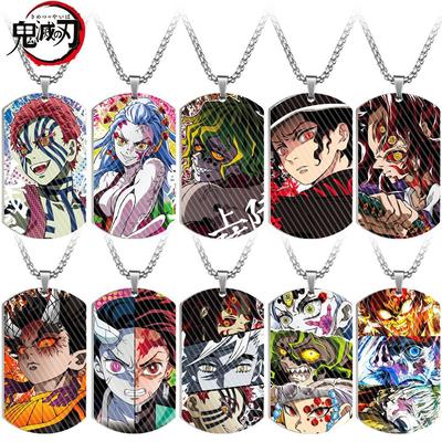 Kimetsu No Yaiba Танджиро Незуко Нержавеющая сталь Цветная Печатная жетон-ожерелье Аниме Косплей Аксессуар Подарок Для