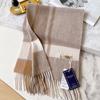 100 Pure Cashmere Scarf Women's Autumn and Winter Versatile Plaid Warm Narrow Version High-end Scarf