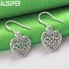 925 Sterling Silver Hollow Heart-shaped Pendant Piercing Earrings Fashion Charm Wedding Jewelry