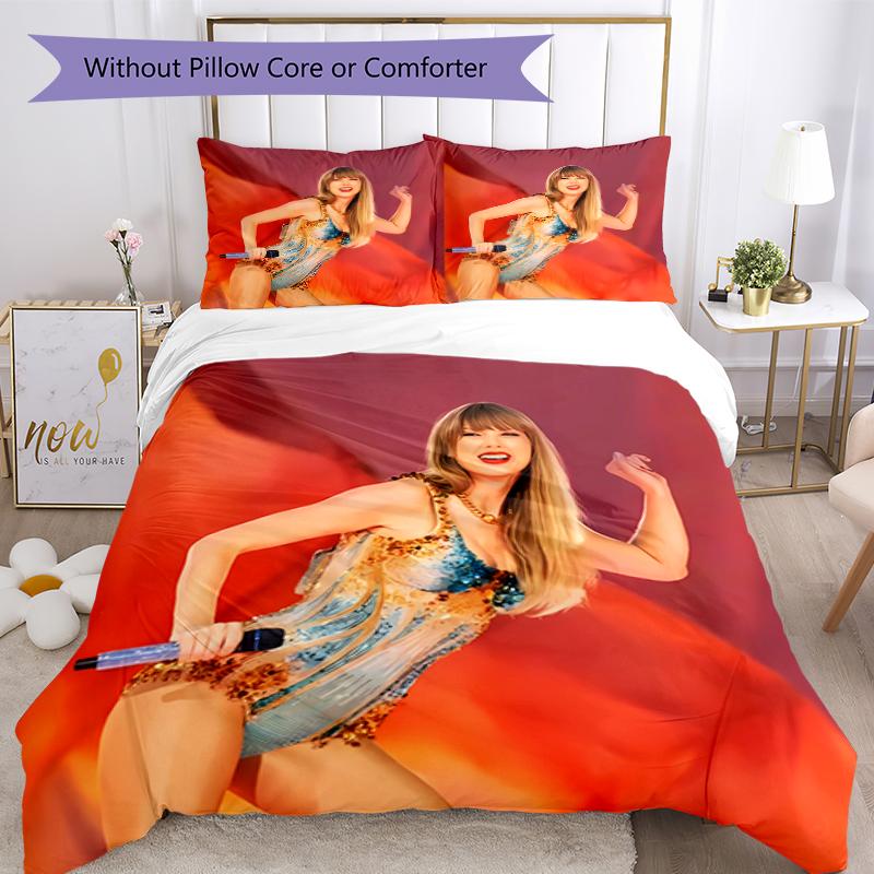 3pcs Taylor Swift pattern bedding set duvet cover set includes duvet cover &pillowcases, perfect all season bedroom decoration & gift