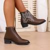 Fashion Womens Ankle Boots Autumn 2025 Retro Embroidery Short Boots Fashion Pointed Toe Leather Western Cowboy Boot Botas Para Mujer