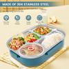 Food Container with Soup Bowl Spoon and Fork Large Capacity Food Storage Box with 5 Compartments 304 Stainless Steel Food Box