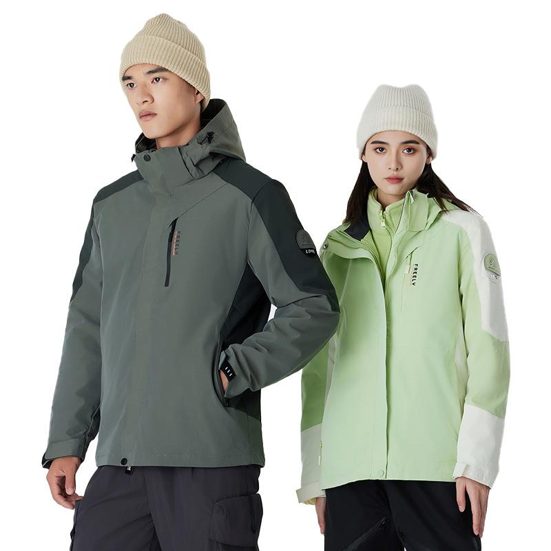 Женская куртка водонепроницаемая 3 в 1 зимняя куртка ветрозащитная теплая флисовая куртка с капюшоном