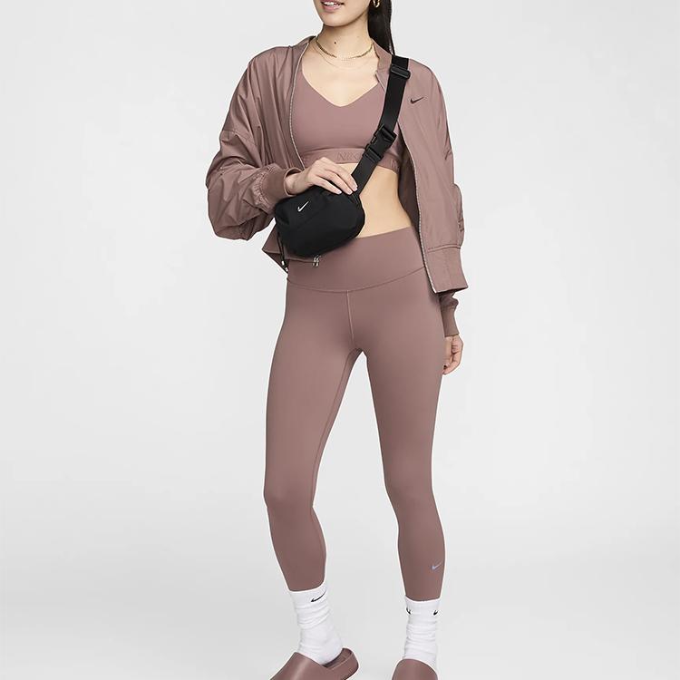 Nike Твердые повседневные дышащие леггинсы с высокой талией, женские леггинсы дымчато-фиолетового и красного цвета FN3233-208