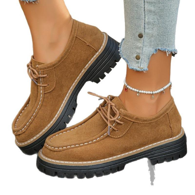 Женские лоферы широкой полноты в британском стиле, оксфорды на шнуровке с круглым носком, модные повседневные балетки для женщин