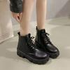Мода 2024 Зима Корейский Комфорт Мотоциклетные Ботинки До Середины Икры Женская Обувь Платформа Шнуровка Боковая Молния Женские Ботинки Нескользящие Теплые Ботинки Для Снегохода