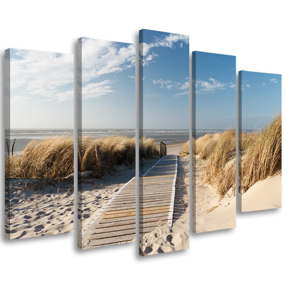 Five Piece Picture Canvas Print Beach Sea Sand Nature
