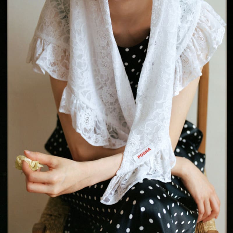 POSHA frill jersey scarf WH
