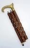 Brass Handle Walking Stick Design Head Handle Brown Twist Walking Cane