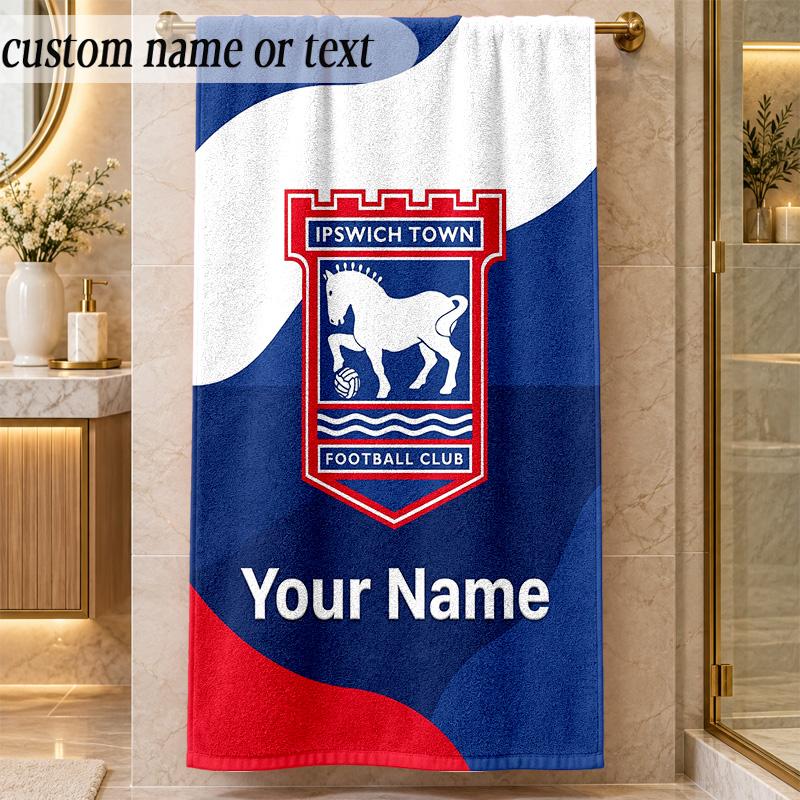 Beach TowelIpswich Town Custom Name Text Personalized Soft Towel for Beach Pool Indoor Home Decor Gift