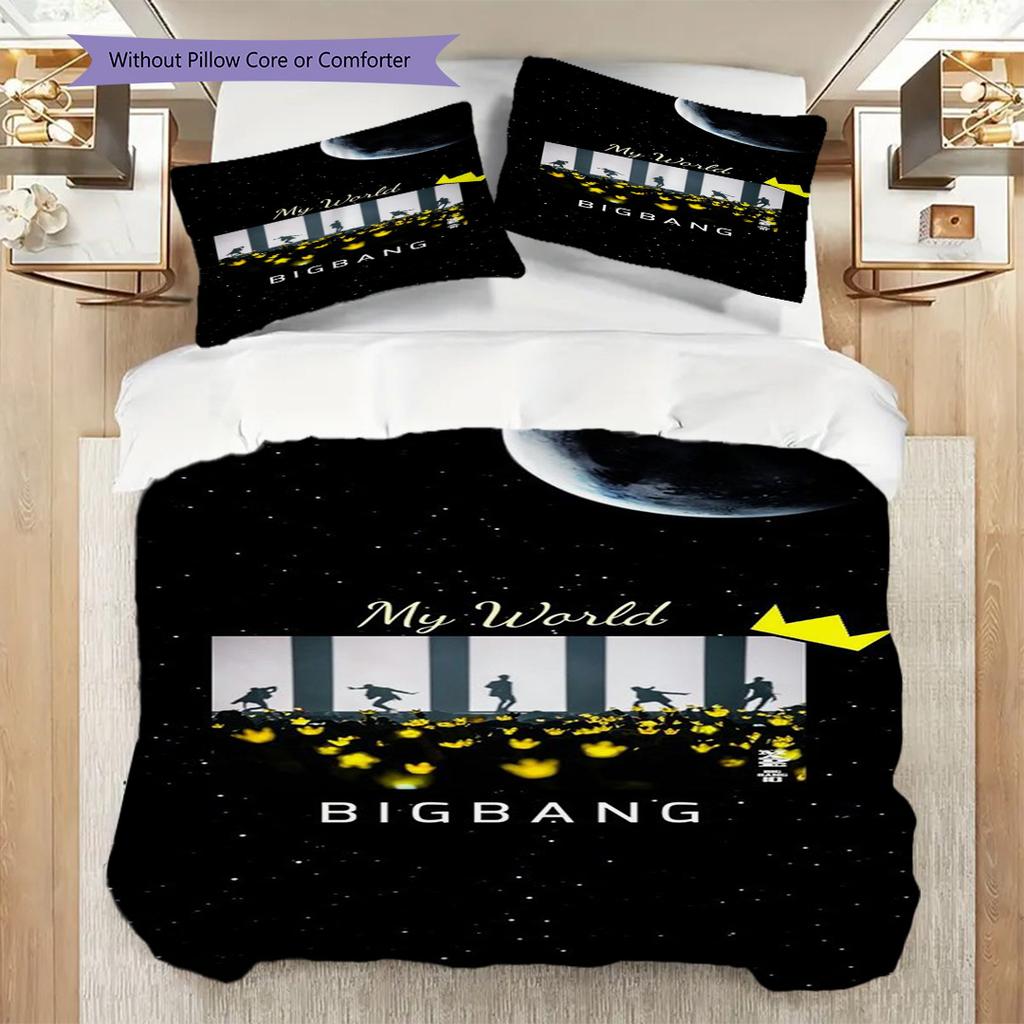 Starry Night Reflections Three-piece set (1 * duvet cover + 2 * pillowcase, without core) 2D Flat Bedding set Duvet cover and pillowcase