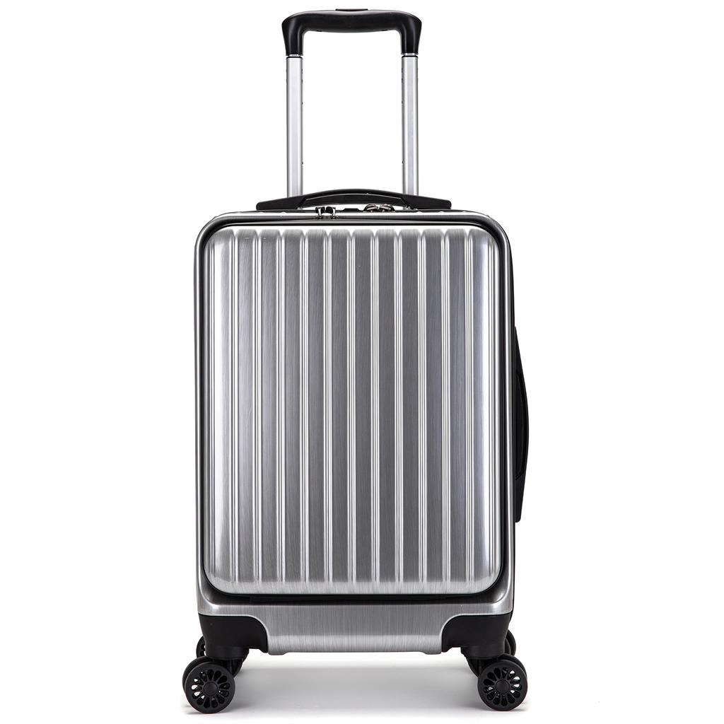 PC Front 8 Wheel Silent YKK Business Carry NF001 [New Face] [Kobe Liberal] Carry-on, Compatible, Open, Casters, Zipper, Suitcase, (Silver Hairline)