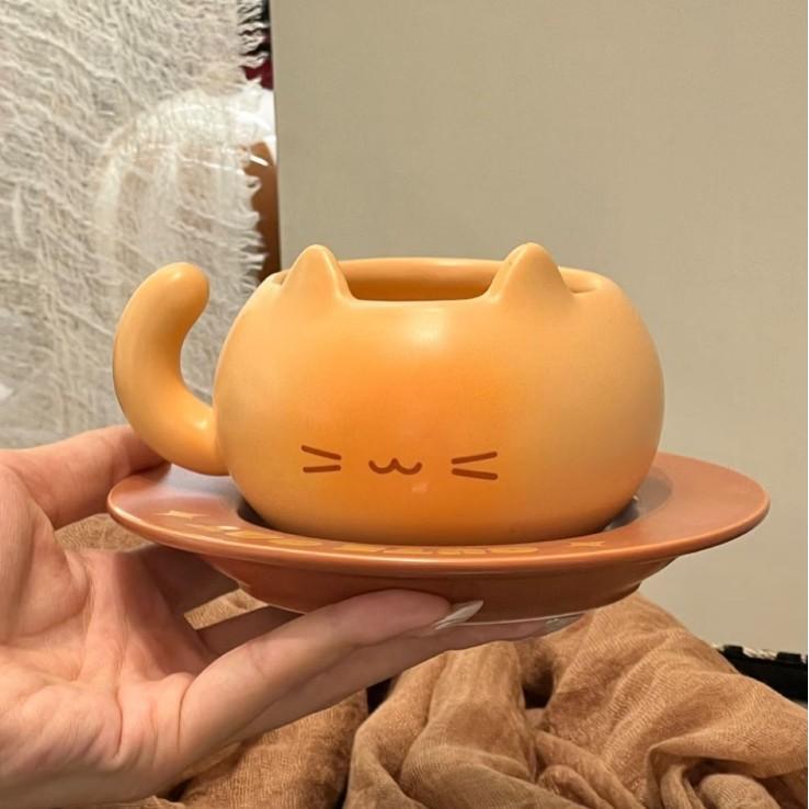 Корейская Милая Керамическая Тарелка Кошка Креативная Миска Формы Котенка Банка для Специй Многосекционный Лоток для Закусок Керамическая Посуда Декор Кухни