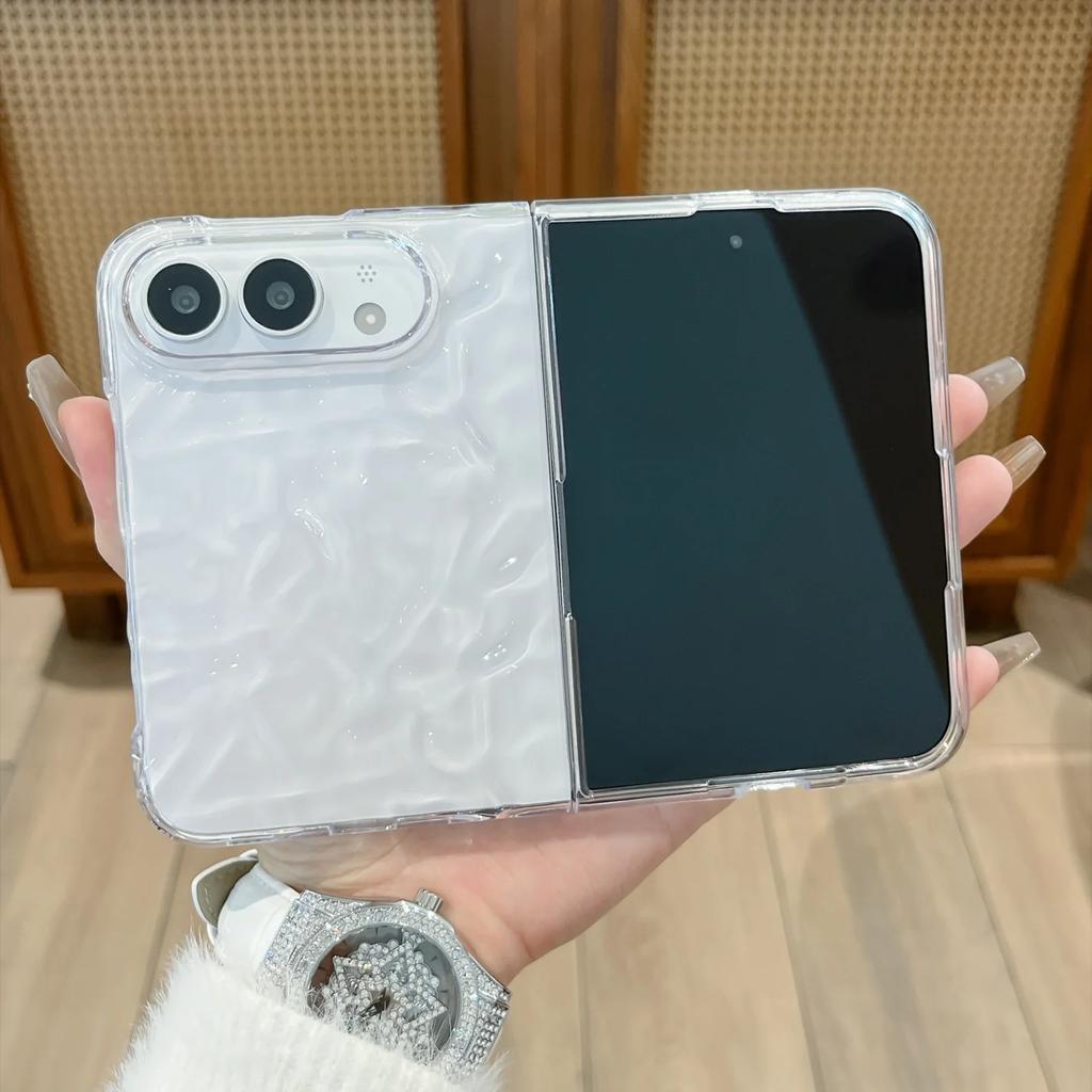 Luxury For 3D Water Ripples Wrinkles Phone Case for iPhone Ultra iPhone Fold Shockproof Bumper Transparent Cover for 18 Fold