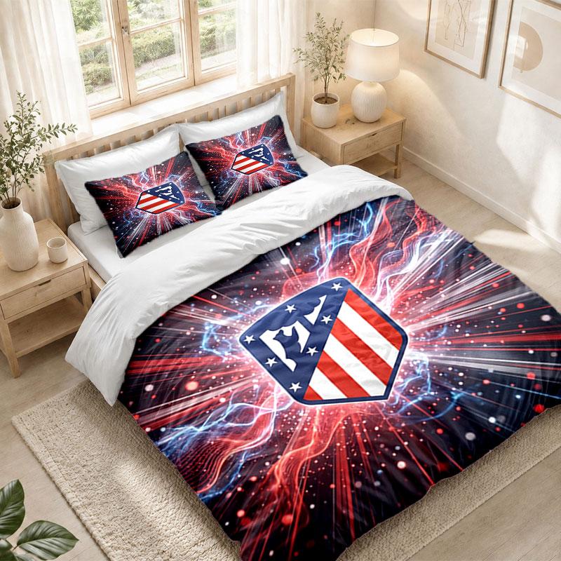 Bedding Set 1 Duvet Cover 2 Pillowcases Atletico Madrid Print Bedroom Home Decoration
