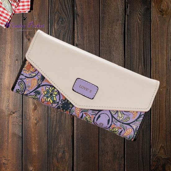 Женский кошелек в форме конверта, винтажный цветочный ромб с принтом, длинный, портативный, из искусственной кожи, большой емкости, с твердым швом, женский кошелек, сексуальная одежда для взрослых