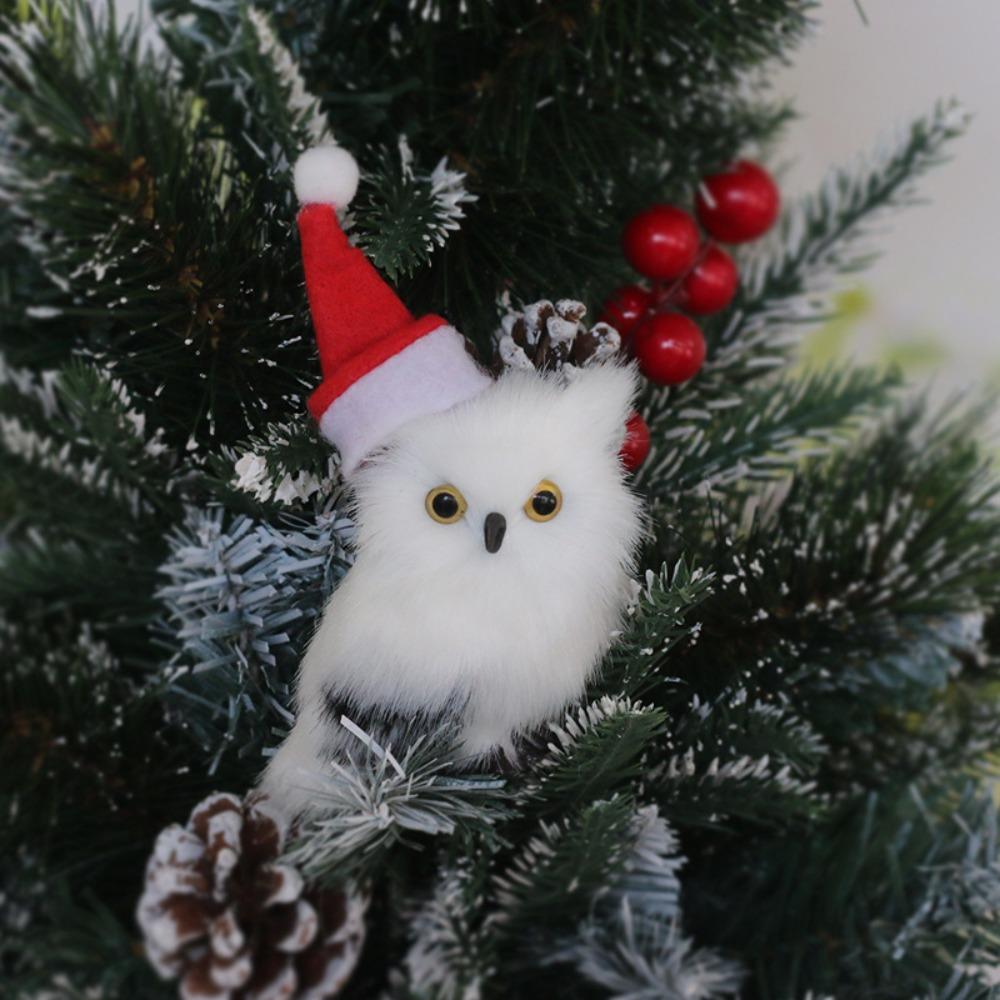 Simulation Fur Simulation Owl Plush Christmas Tree Hanging Plush Animal Ornament Christmas Gifts