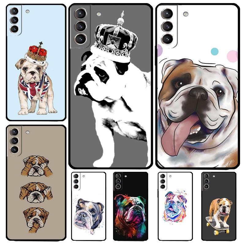 Чехол British Bulldog для Samsung Galaxy S23 Ultra S22 S21 S20 FE Note 20 Ultra S8 S9 S10 Note 10 Plus