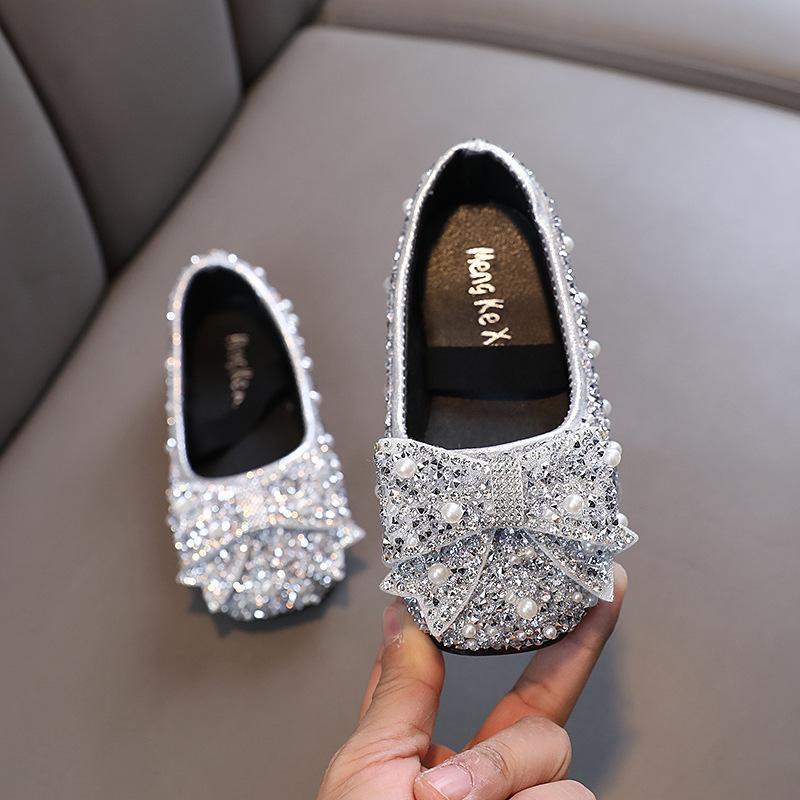 Kids Girls Sandals Fashion Sequins Rhinestone Bow Girls Princess Baby Girl Shoes Children Flat Sandals Size 21-36