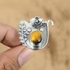 925 Silver Natural Tiger's Eye Anniversary Promise Wedding Flower Statement Ring