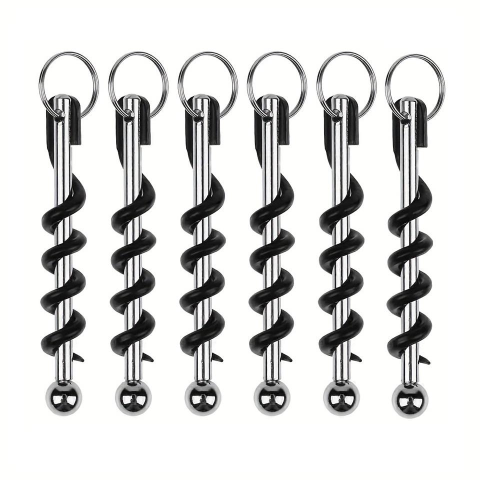 2-6pcs Mini Pocket Red Wine Bottle Opener Stainless Steel Corkscrew Bottle Opener with Ring Keychain Outdoor EDC Camping Tools 6