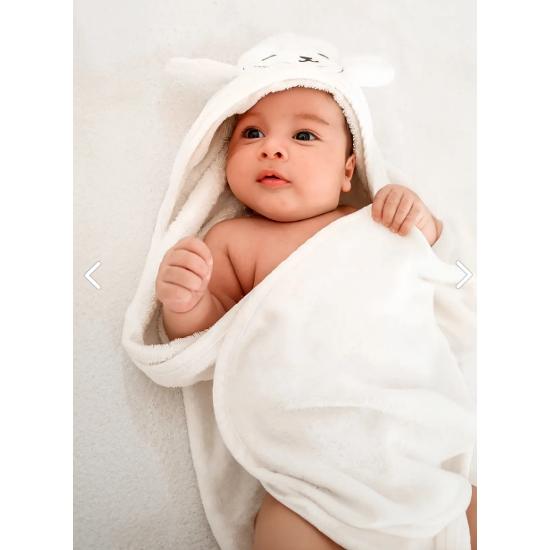 100% хлопок кремовое детское полотенце с вышивкой в виде ягненка 75х75см