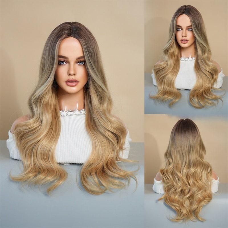 Светлый Омбре Синтетический Парик для Женщин Длинный Волнистый Парик для Косплея Лолиты со Средним Пробором Натуральные Волосы Термостойкий