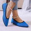 2024 Новая модная однотонная обувь с острым носком и закрытым носком, повседневная женская обувь на плоской подошве, подходящая по цвету для весны и осени