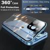 IPhone 16 15 14 13 12 11 Pro Max Plus uchun 360 ikki tomonlama shisha magnit adsorbsiyali metall telefon g'ilofi to'liq kamera linzalari himoyasi qopqog'i