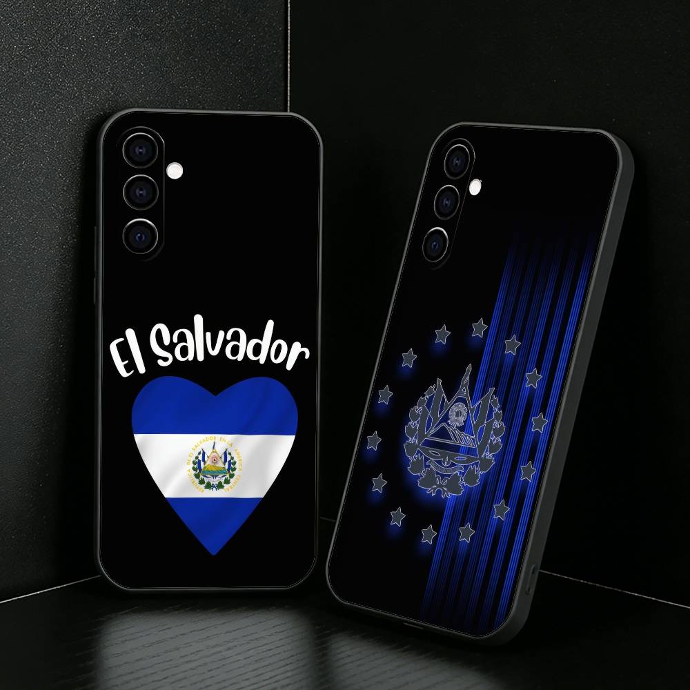 El S-Salvador Flag Phone Case For Samsung Galaxy A73,A72,A71,A70,A52,A51 Others Soft Black Cover