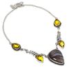 Tube Agate, Citrine Gemstone 925 Sterling Silver Jewelry Necklace 18"