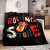 1pc Rolling Stone Flannel Blanket [Cozy Throw Blanket] For Sofa, Bed, Travel, Camping, Livingroom, Office, Couch, Chair, And Bed