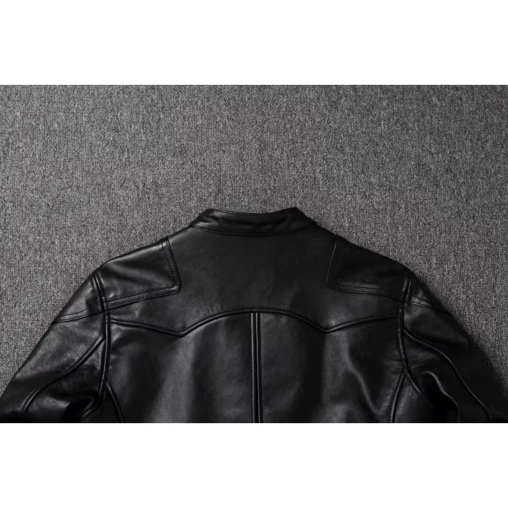 Китайский размер, стиль RL, верхний слой, вощеная конская кожа, куртка из натуральной кожи, мужская, воротник-стойка, коричневая, мотоциклетная, мужская, байкерская, осенняя