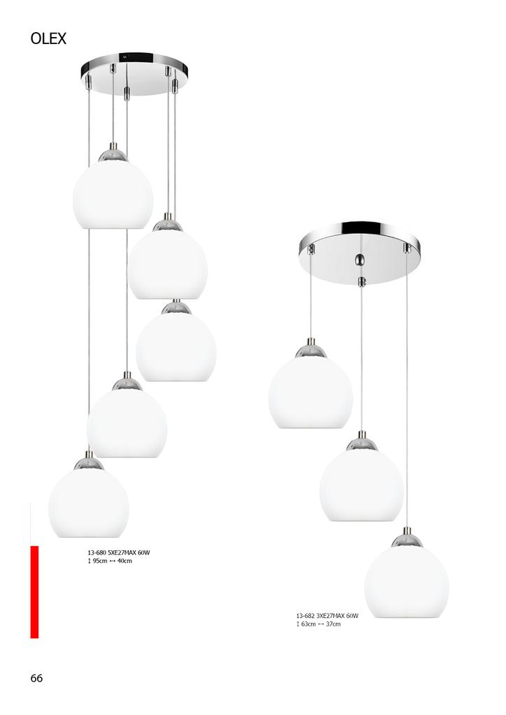 Lampa wisząca sufitowa chrom klosz biały olex 13-682