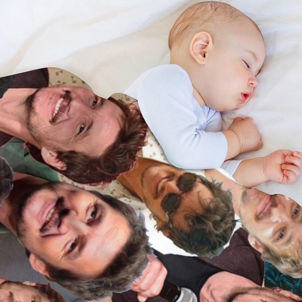 Плед-коллаж из фотографий Педро Паскаля, пушистый, мягкий плед для спальни, гостиной